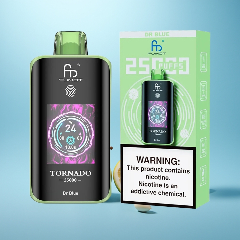 Fumot Tornado 25000 Puffs HD Screen 700mAh נטענת 20ml E-liquid Dr Blue כחול