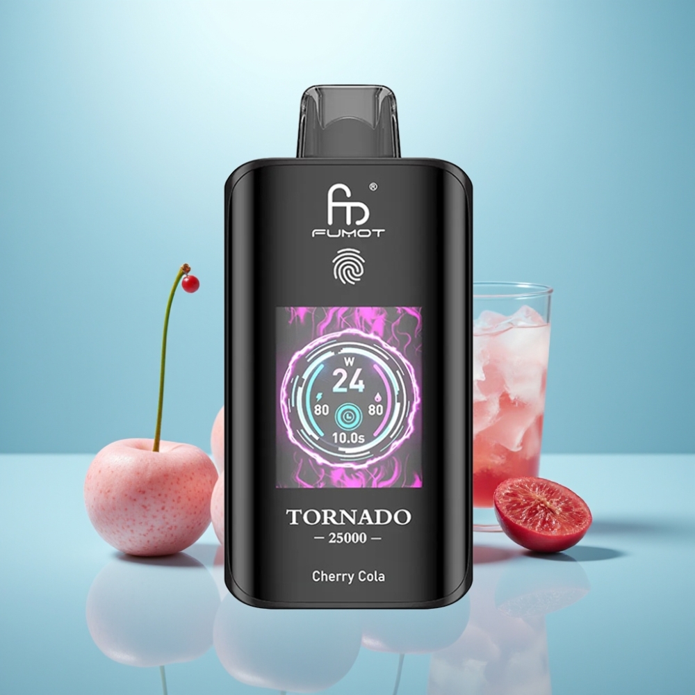 Fumot Tornado 25000 Puffs HD Screen 700mAh נטענת Cherry Cola