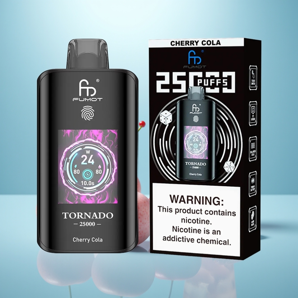Fumot Tornado 25000 Puffs HD Screen 700mAh נטענת Cherry Cola