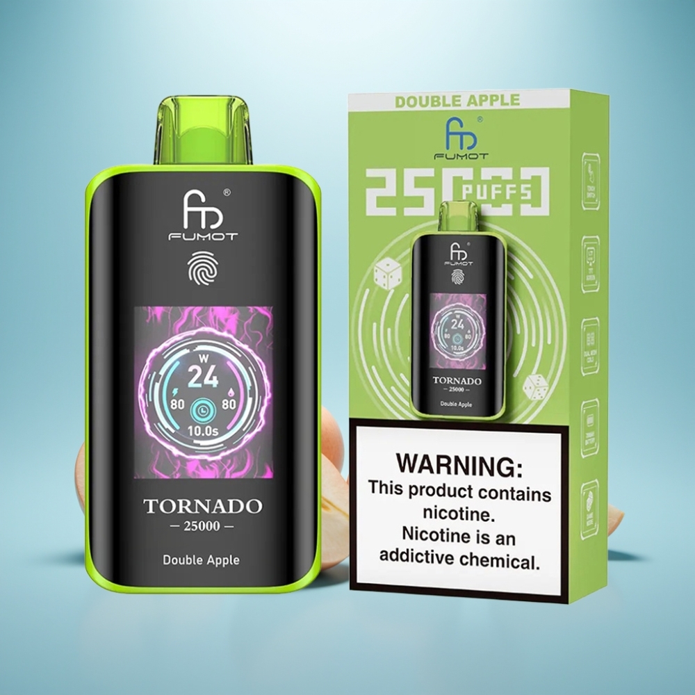 Fumot Tornado 25000 Puffs HD Screen 700mAh נטענת Double Apple תפוח כפול