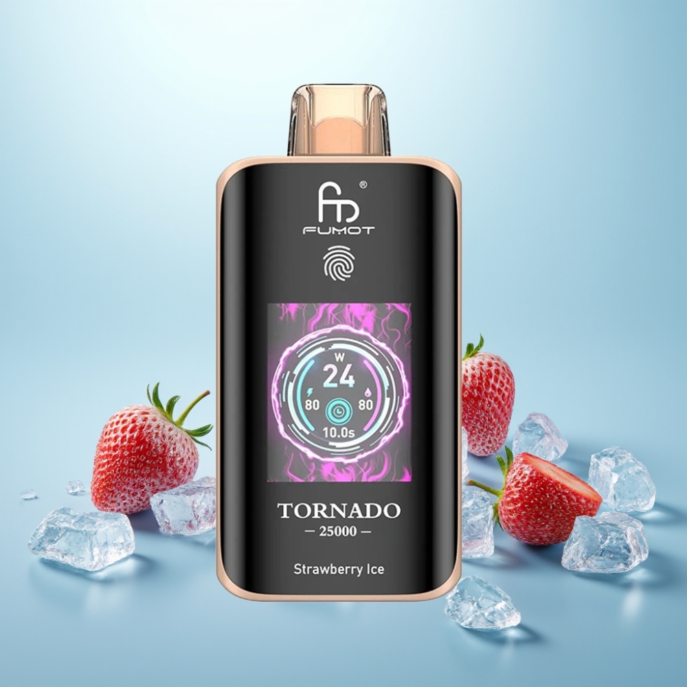 Fumot Tornado 25000 Puffs HD Screen 700mAh נטענת Strawberry Ice