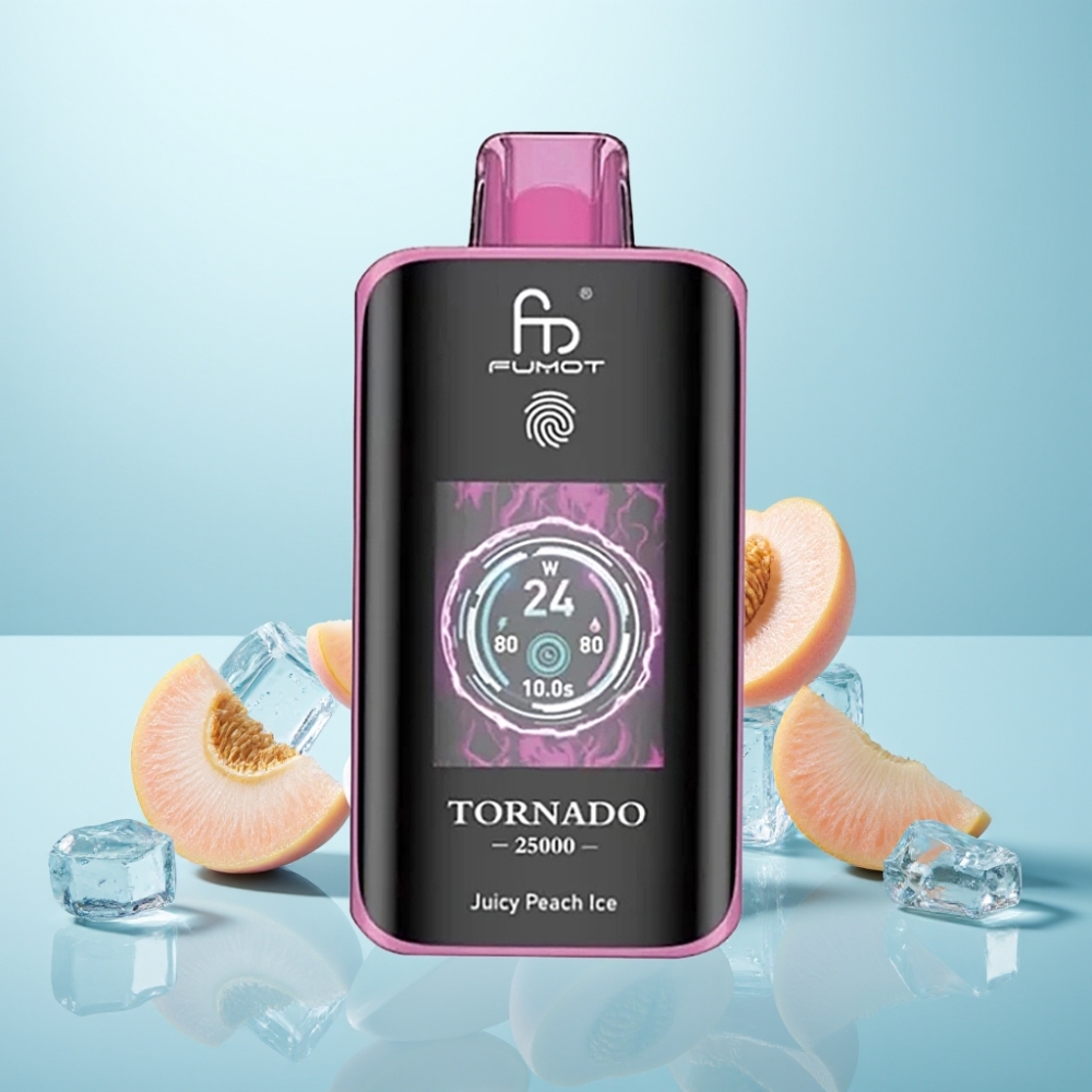 Fumot Tornado 25000 Puffs HD Screen 700mAh נטענת Type-C אפרסק עסיסי קר
