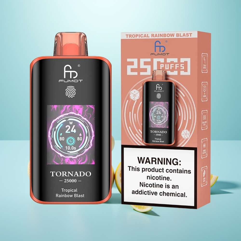 Fumot Tornado 25000 Puffs HD Screen 700mAh נטענת Type-C קשת טרופית