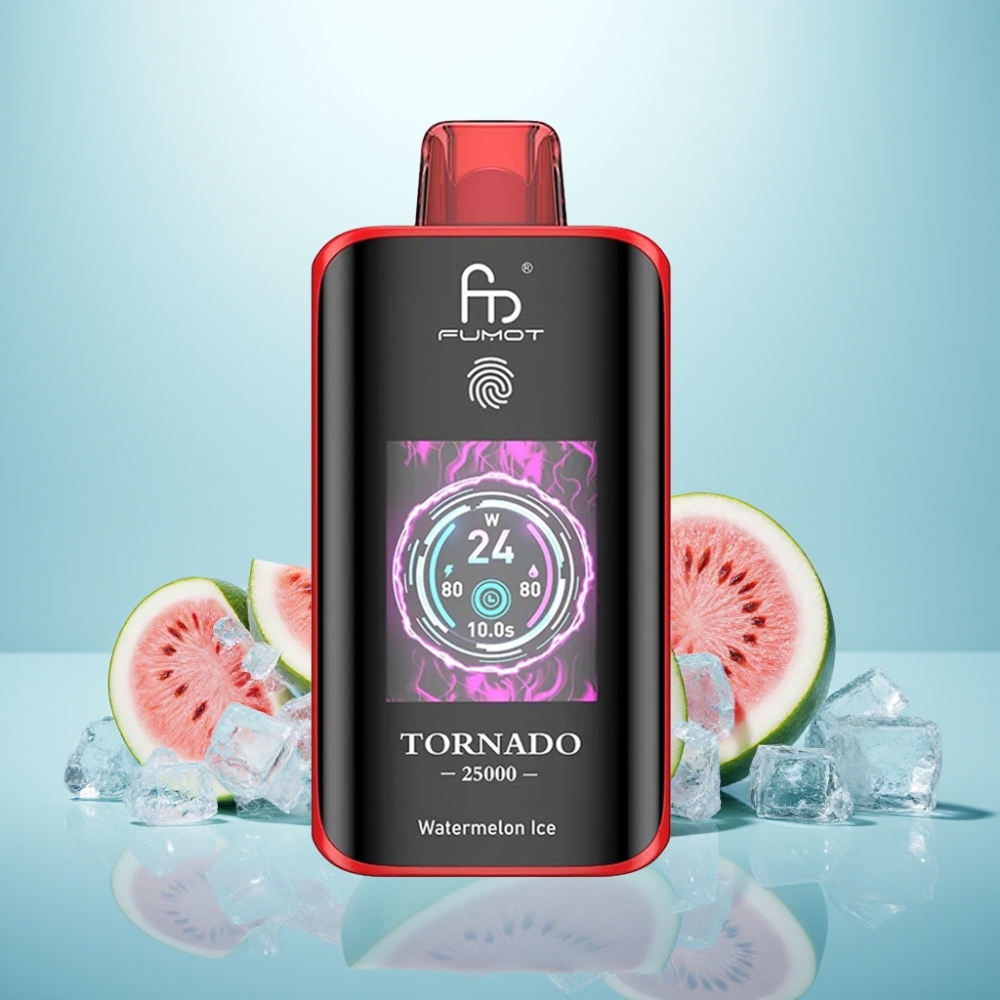 Fumot Tornado 25000 Puffs HD Screen 700mAh נטענת Type-C אבטיח קר