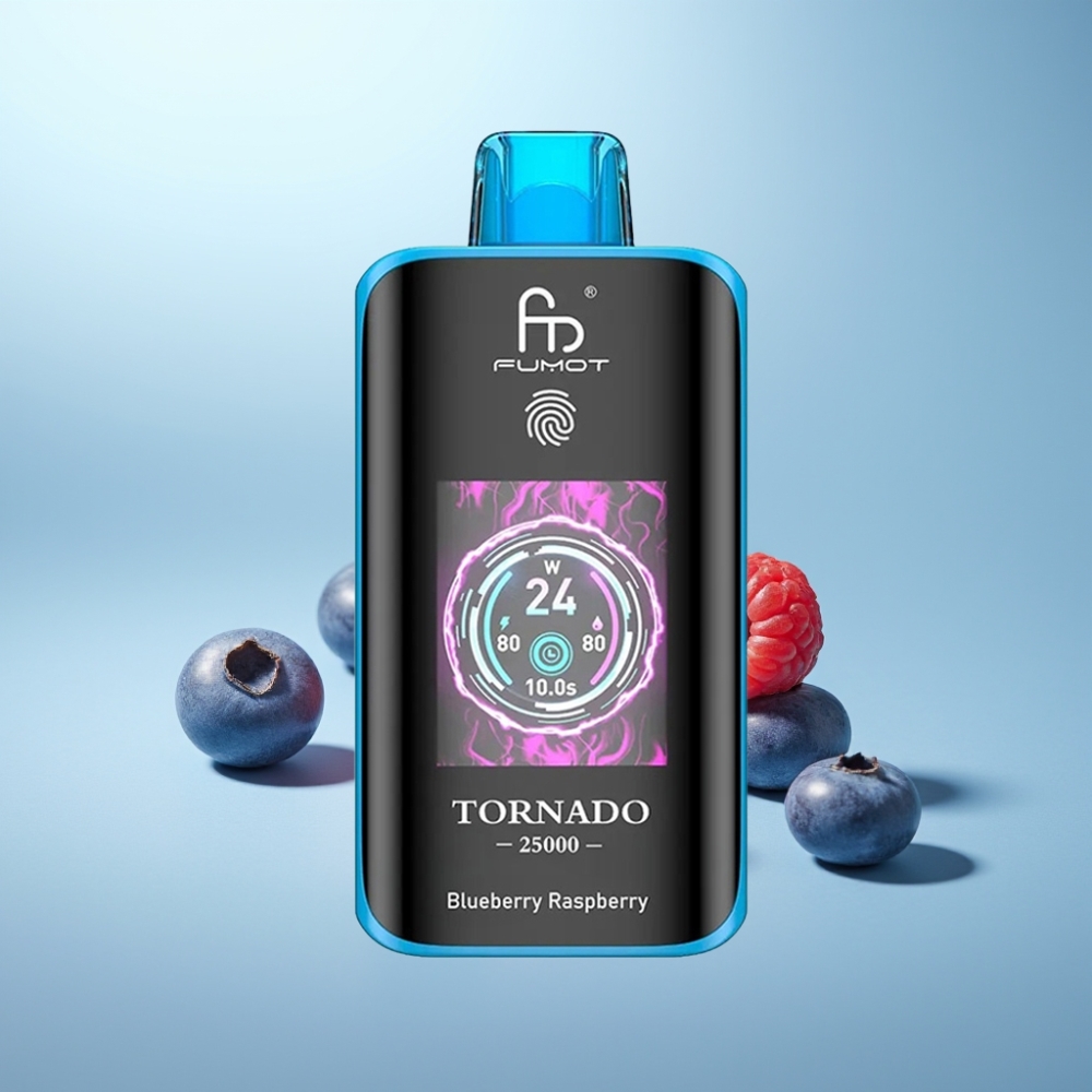 Fumot Tornado 25000 Puffs HD Screen 700mAh נטענת Type-C Blueberry Raspberry