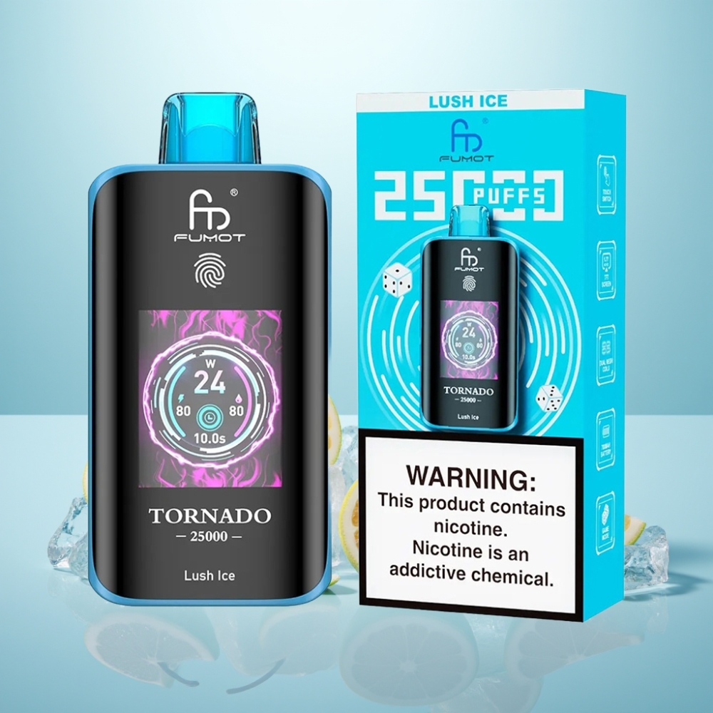 Fumot Tornado 25000 Puffs HD Screen נטענת Type-C קרח לוהט