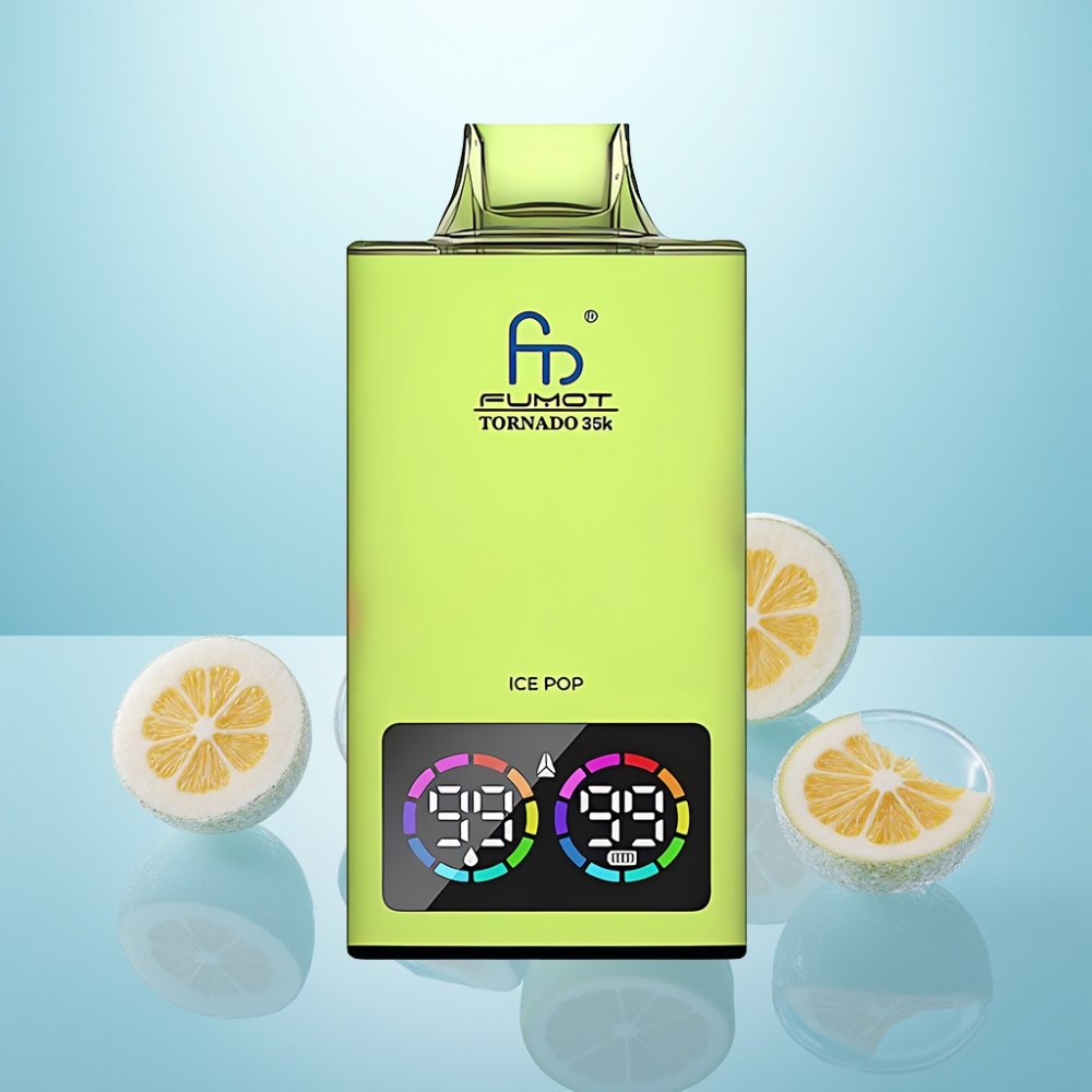 Fumot Tornado 35K Vape חד פעמי 35000 Puffs Dual Mesh Coil Ice Pop 15ml E-juice USB-C