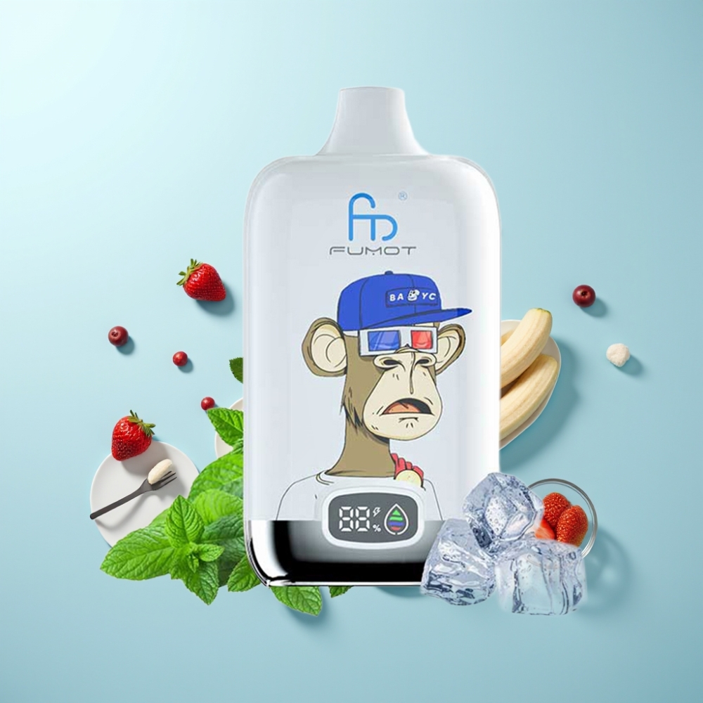 Fumot Tornado Digital Box 12000 Puffs 20ml Strawberry Banana Mesh Coil Type-C