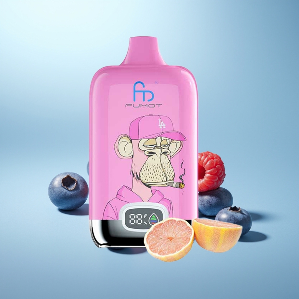 Fumot Tornado Digital Box 12000 Puffs Vape חד פעמי 20ml Mesh Coil Type-C Blueberry Raspberry