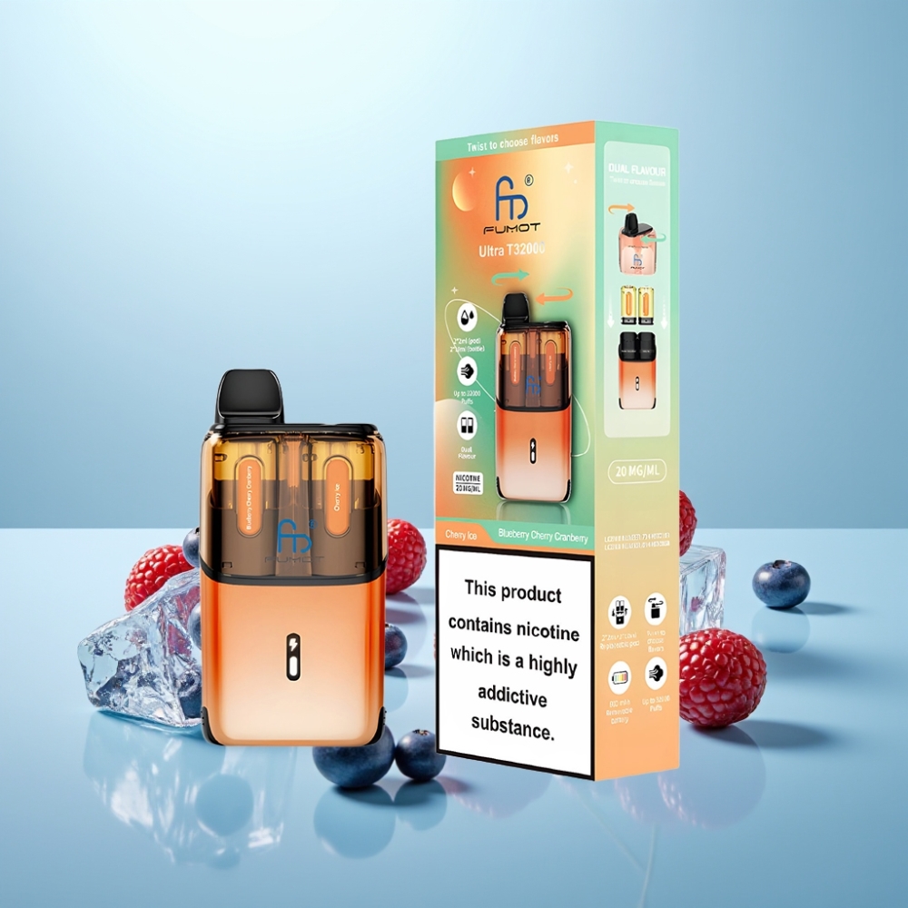 Fumot Ultra T32000 32000 Puffs Vape חד פעמי 800mAh Type-C טעינה מהירה Advanced Mesh Coil תפוח עץ דובדבן חמוציות - דובדבן קר