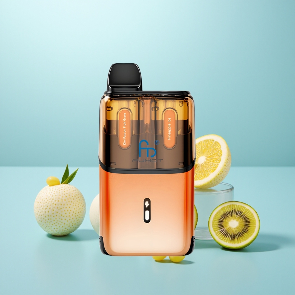 Fumot Ultra T32000 Vape חד פעמי 32000 Puffs 24ml קיווי פסיפלורה גוואווה - אננס קרח