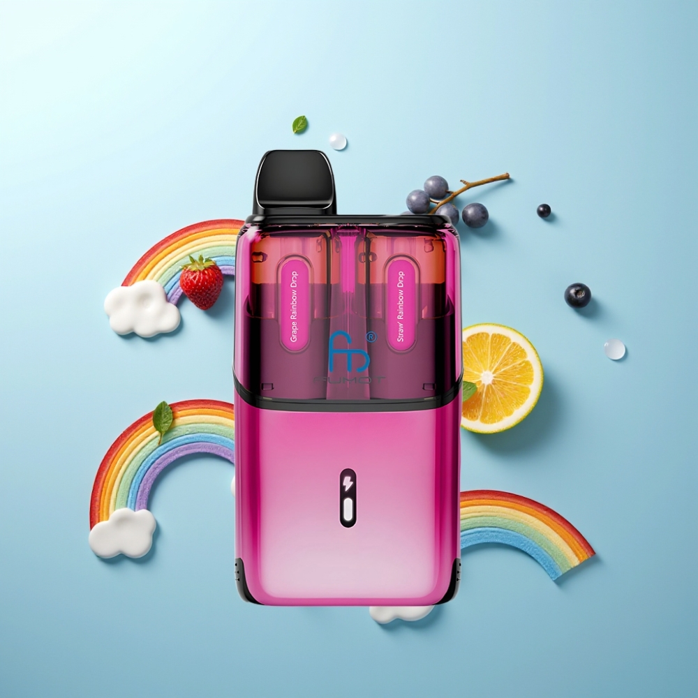 Fumot Ultra T32000 Vape חד פעמי 32000 Puffs 800mAh Type-C ענבים טיפות קשת - תות טיפות קשת