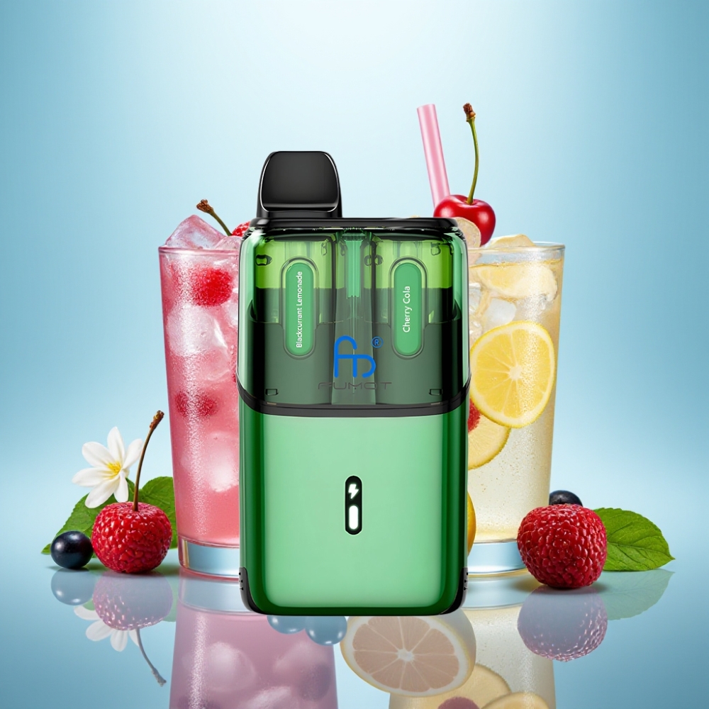 Fumot Ultra T32000 Vape חד פעמי 32000 Puffs 800mAh Type-C שחור לימונדה - קולה דובדבן