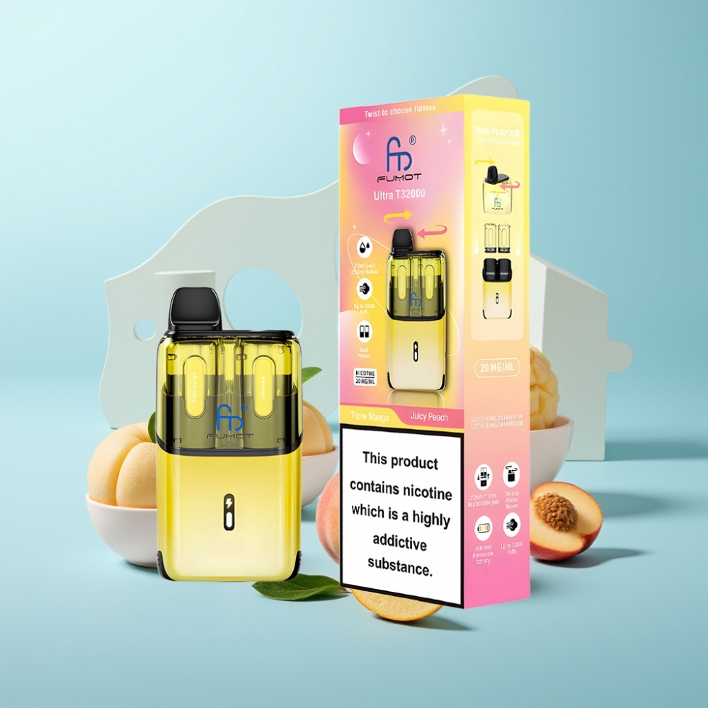 Fumot Ultra T32000 Vape חד פעמי 32000 Puffs 800mAh Type-C Advanced Mesh Triple Mango - Juicy Peach