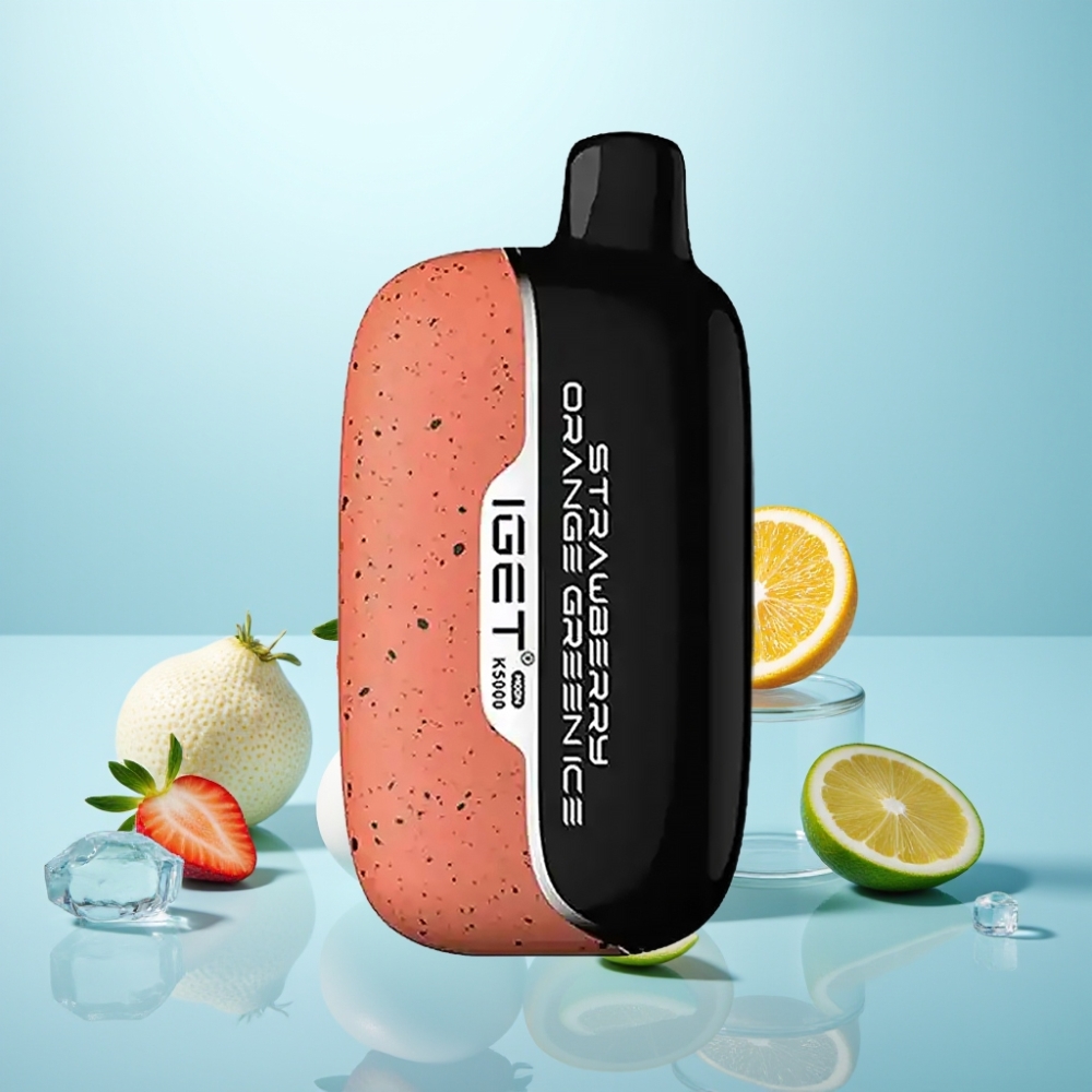 IGET Moon K5000 Puffs Vape חד פעמי תות תפוז גרין אייס – 81.5 גרם, 1.35 אוהם, 49.5x25.3x99.4 מ"מ