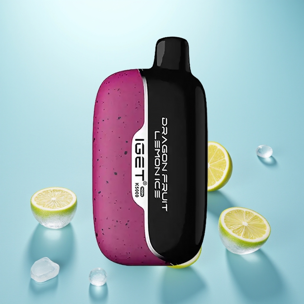 IGET Moon K5000 Puffs Vape חד פעמי פרי דרקון לימון קרח – משקל נטו 81.5 גרם, סליל משי 1.35 אוהם