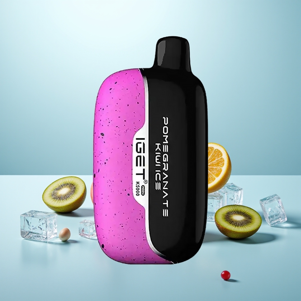 IGET Moon K5000 Puffs Vape חד פעמי רימון קיווי קרח – משקל נטו 81.5 גרם, גודל 49.5x25.3x99.4 מ"מ