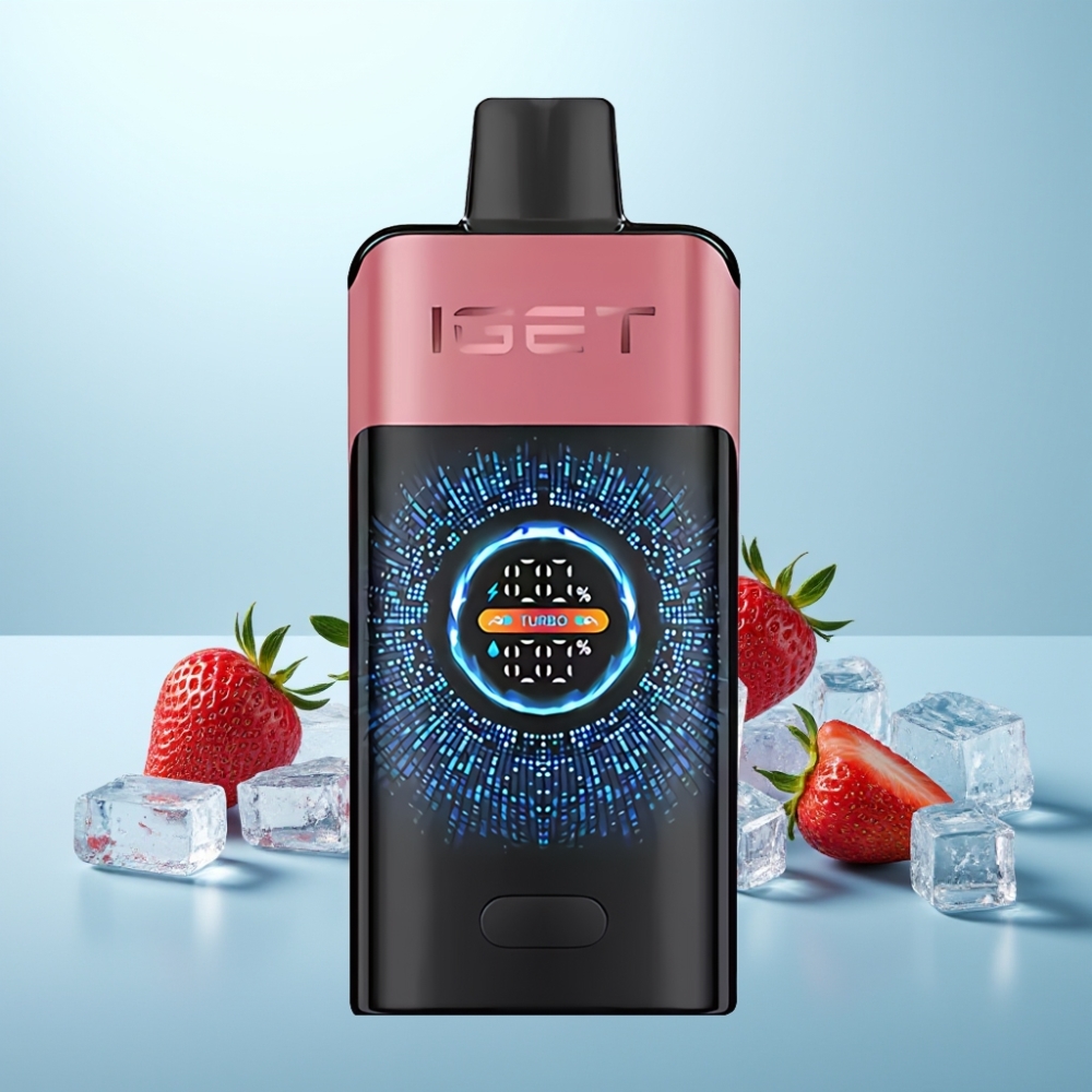 IGET ONE 12000 Puffs Vape חד פעמי תות רימון קרח עם סוללת 2700 mAh ומסך צבעוני גדול