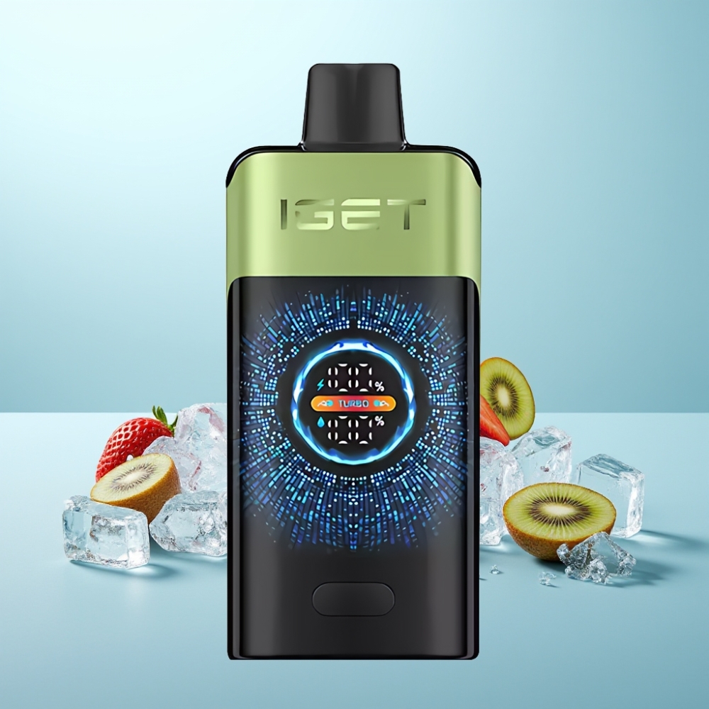 IGET ONE 12000 Puffs Vape חד פעמי עם תות-קיווי-קרח, סוללה 2700 mAh, מסך צבעוני גדול