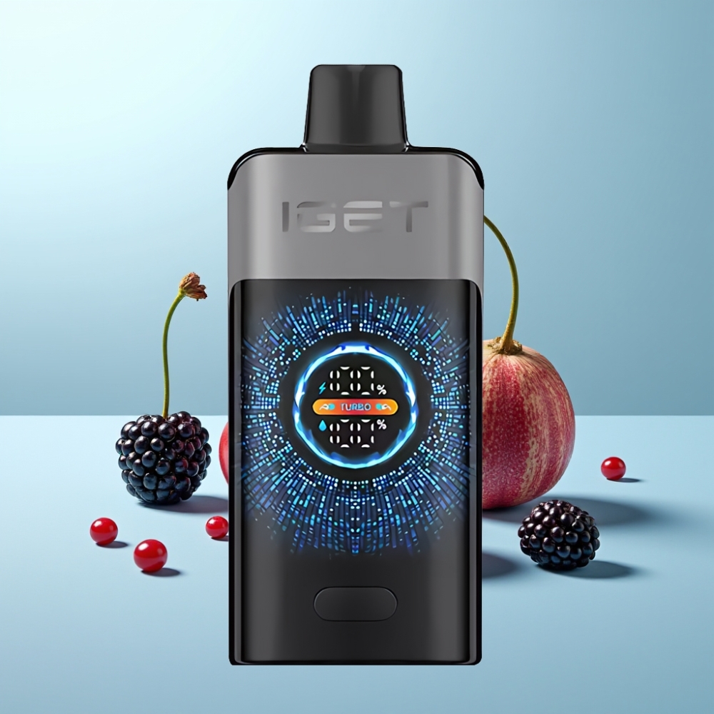 IGET ONE 12000 Puffs Vape חד פעמי פטל דובדבן רימון - 2700mAh, 0.6Ω Dual Mesh, Large Curved Screen