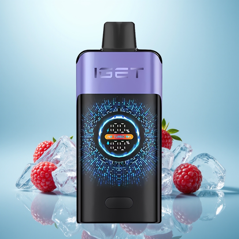 IGET ONE 12000 Puffs Vape חד פעמי פטל ענבים קרח עם סוללת 2700mAh ומסך צבעוני גדול