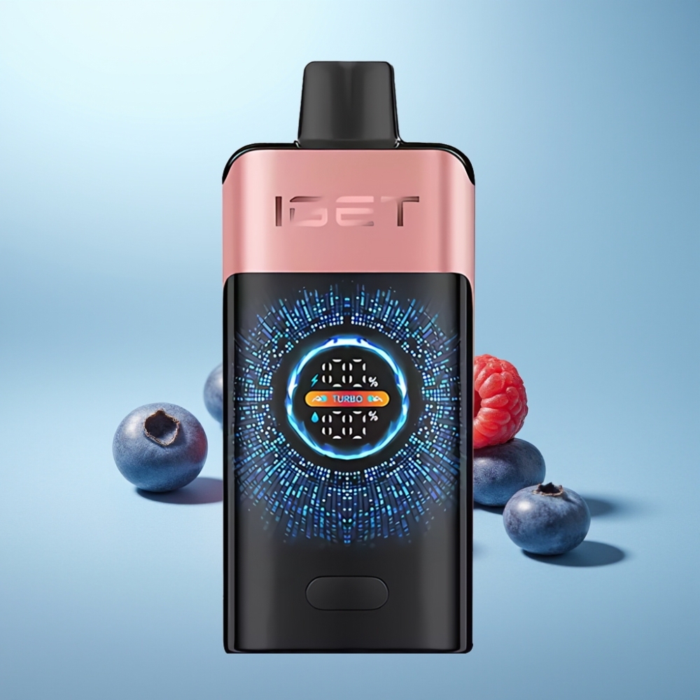 IGET ONE 12000 Puffs Vape חד פעמי Blueberry Raspberry Turbo Mode 9000 Puffs 2700mAh Large Curved Screen