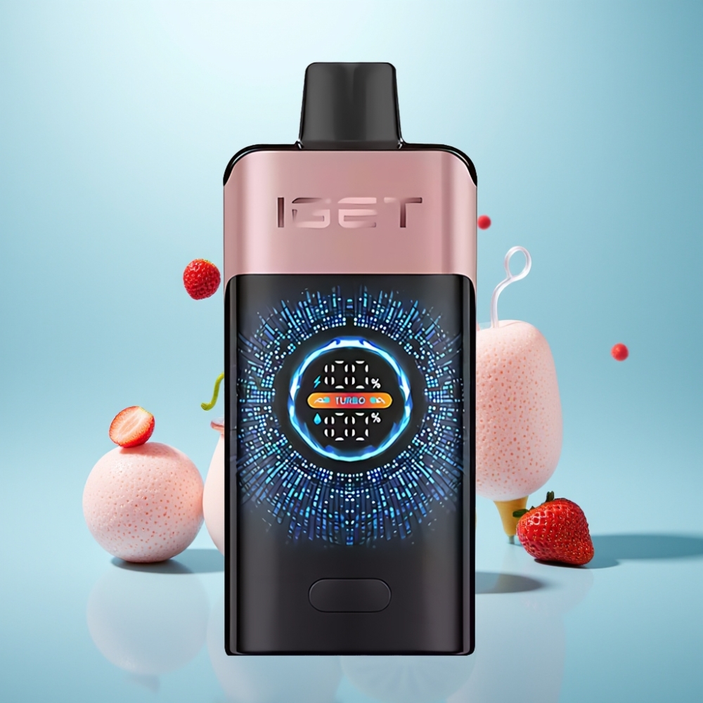 IGET ONE 12000 Puffs Vape חד פעמי טוטב תות Large Curved Color Screen 2700 mAh Dual Mesh Coil