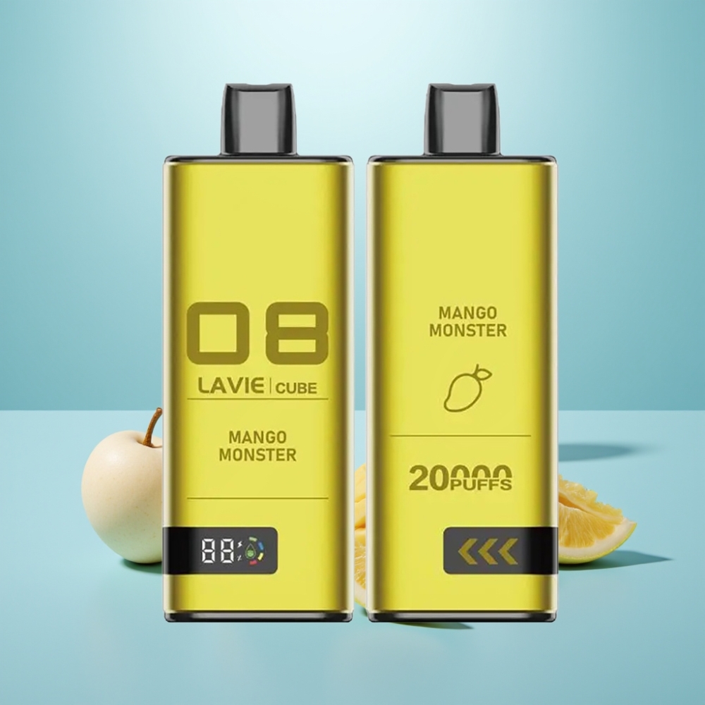 Lavie Cube 20000 Puffs Vape חד פעמי Mango Monster 28ML 5% Salt נִיקוֹטִין Type C