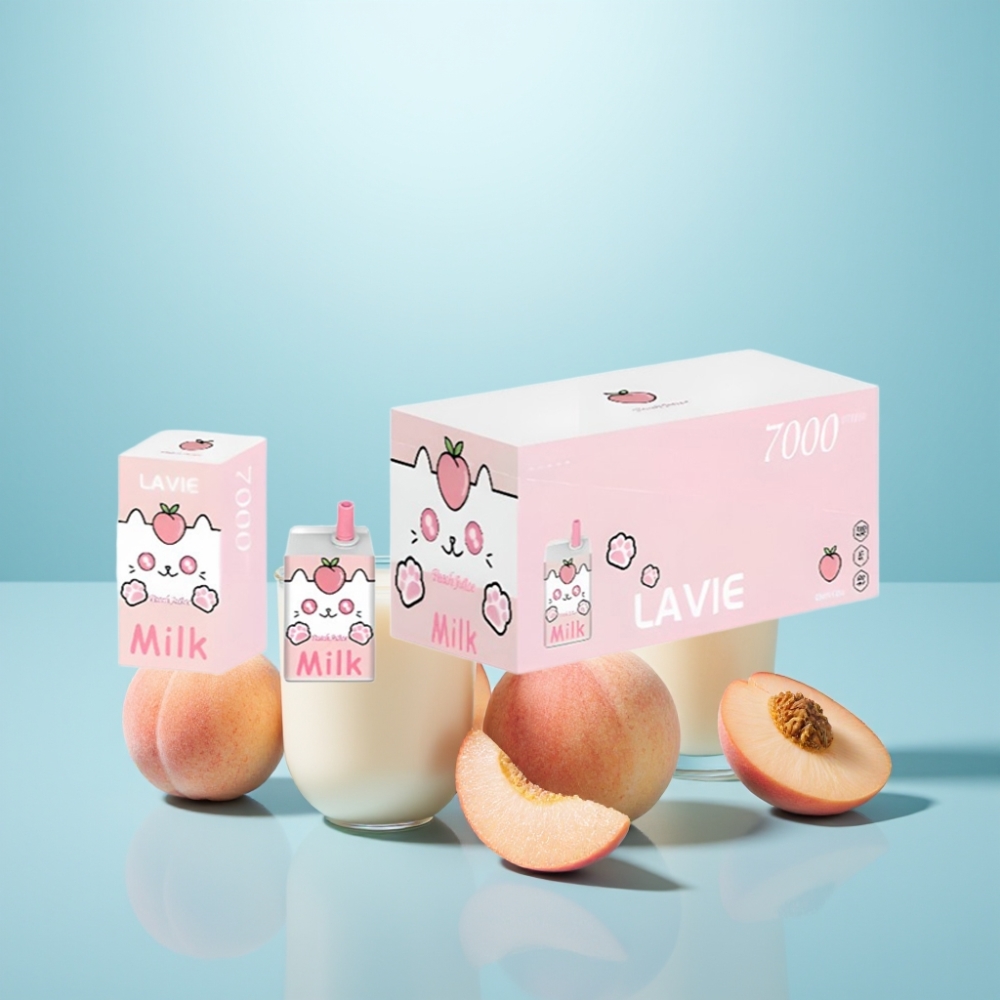 LAVIE Milk 7000 Puffs 16ML אפרסק Vape חד פעמי Type C נטענת