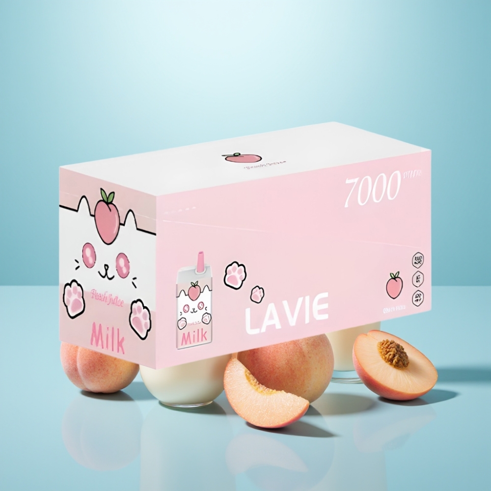 LAVIE Milk 7000 Puffs 16ML אפרסק Vape חד פעמי Type C נטענת