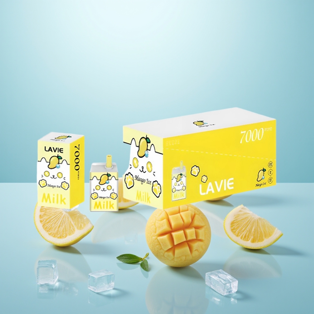 LAVIE Milk 7000 Puffs Vape חד פעמי מנגו אייס 16ML 5% Type C נטענת