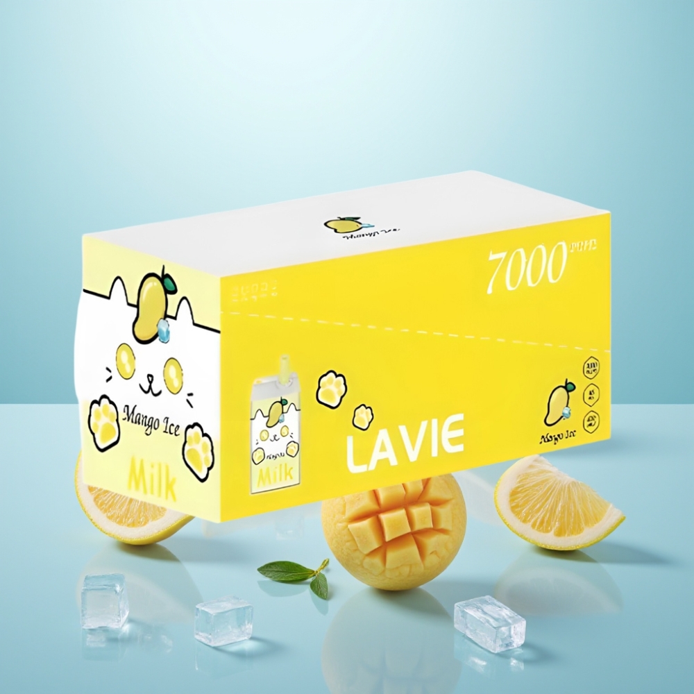 LAVIE Milk 7000 Puffs Vape חד פעמי מנגו אייס 16ML 5% Type C נטענת