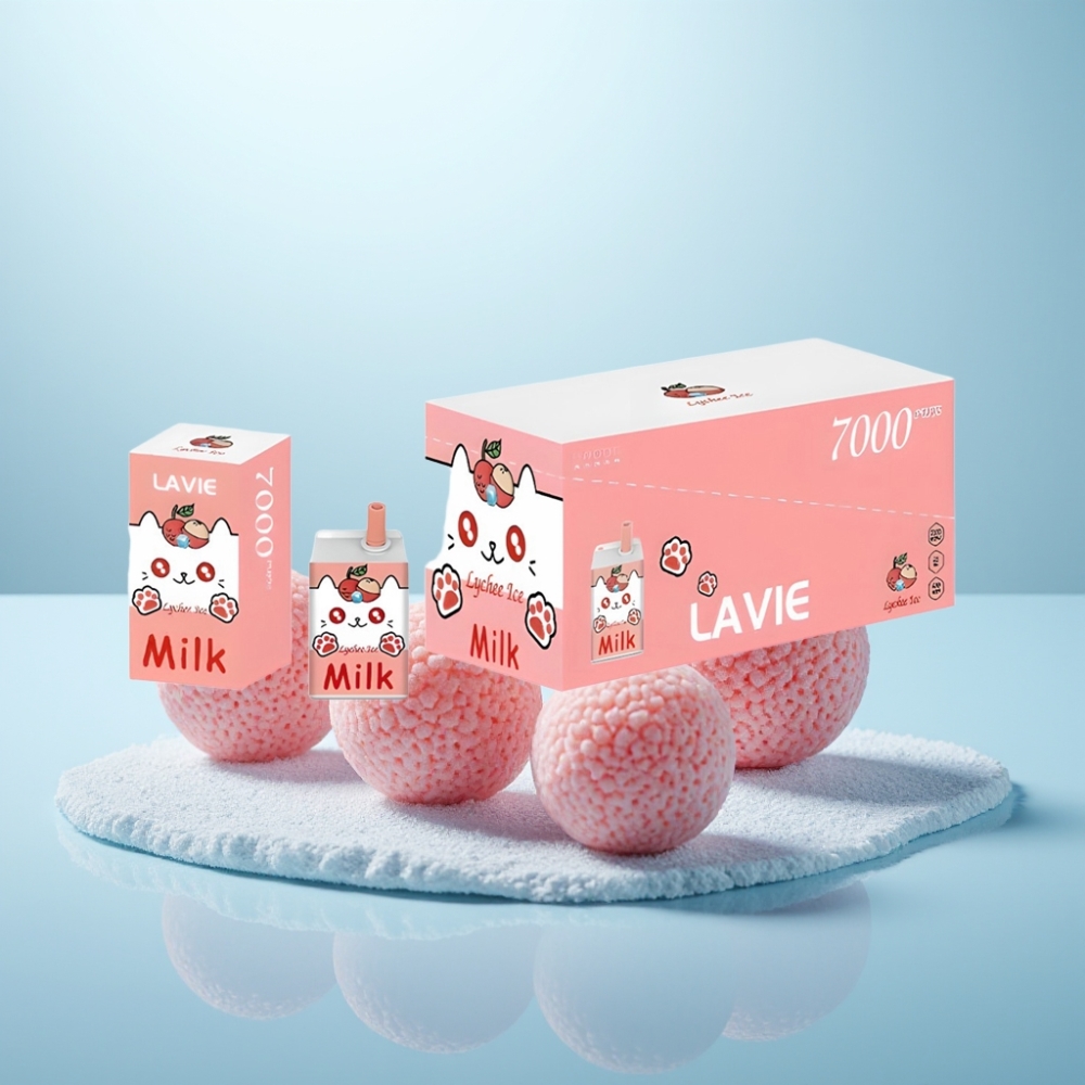 LAVIE Milk 7000 Puffs Vape חד פעמי ליצ\'י קרח 16ML 600mAh Type C
