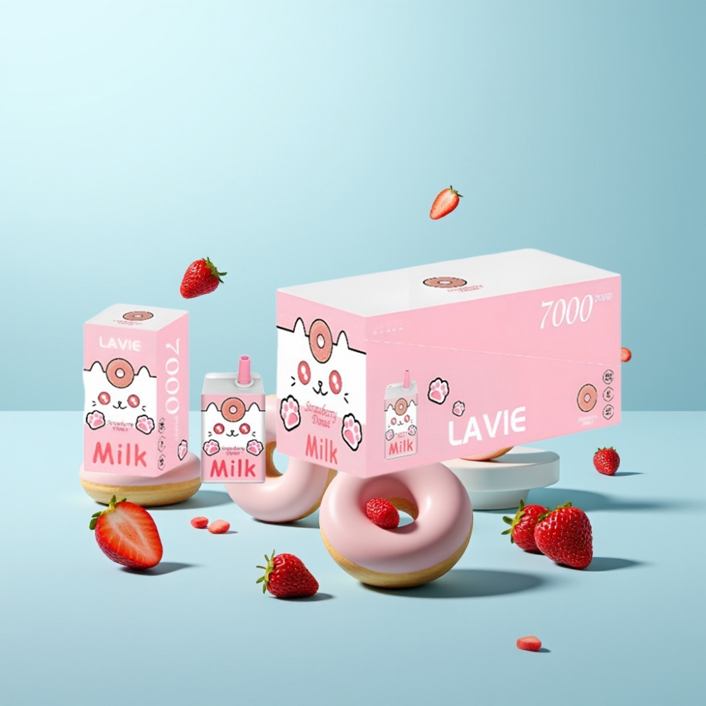LAVIE Milk 7000 Puffs Vape חד פעמי סופגניה תות 16ML 600mAh Type C