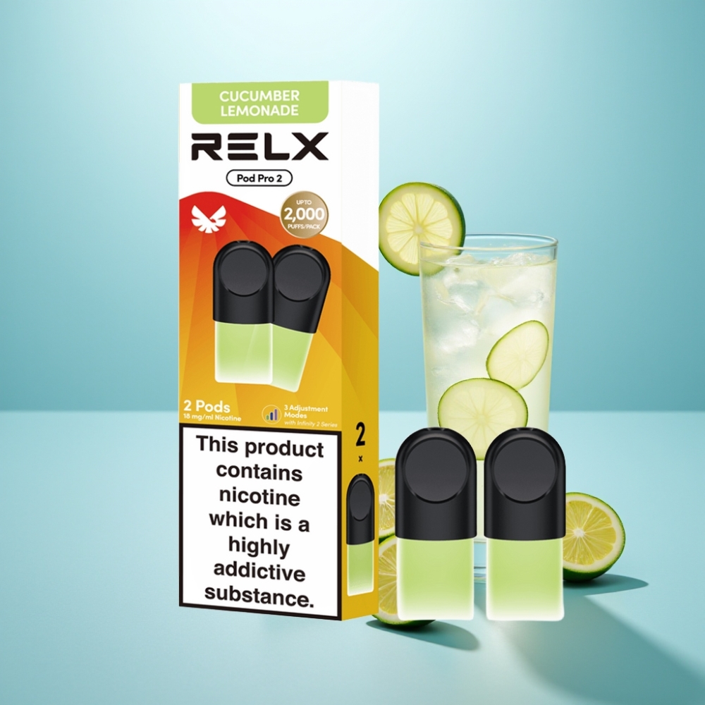 RELX Pod Pro 2 600 Puffs 1.8% ניקוטין 1.9ml משקה-מלפפון לימונדה