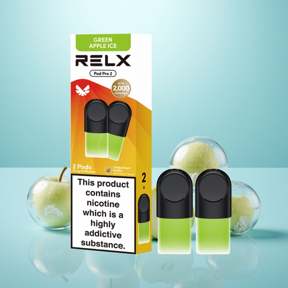 RELX Pod Pro 2 600 Puffs 1.9ml 1.8% נִיקוֹטִין תפוח ירוק קרח