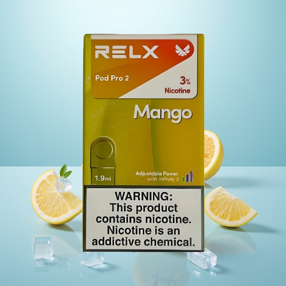 RELX Pod Pro 2 600 Puffs 3% נִיקוֹטִין 1.9ml Mango Ice 3 Voltage Modes