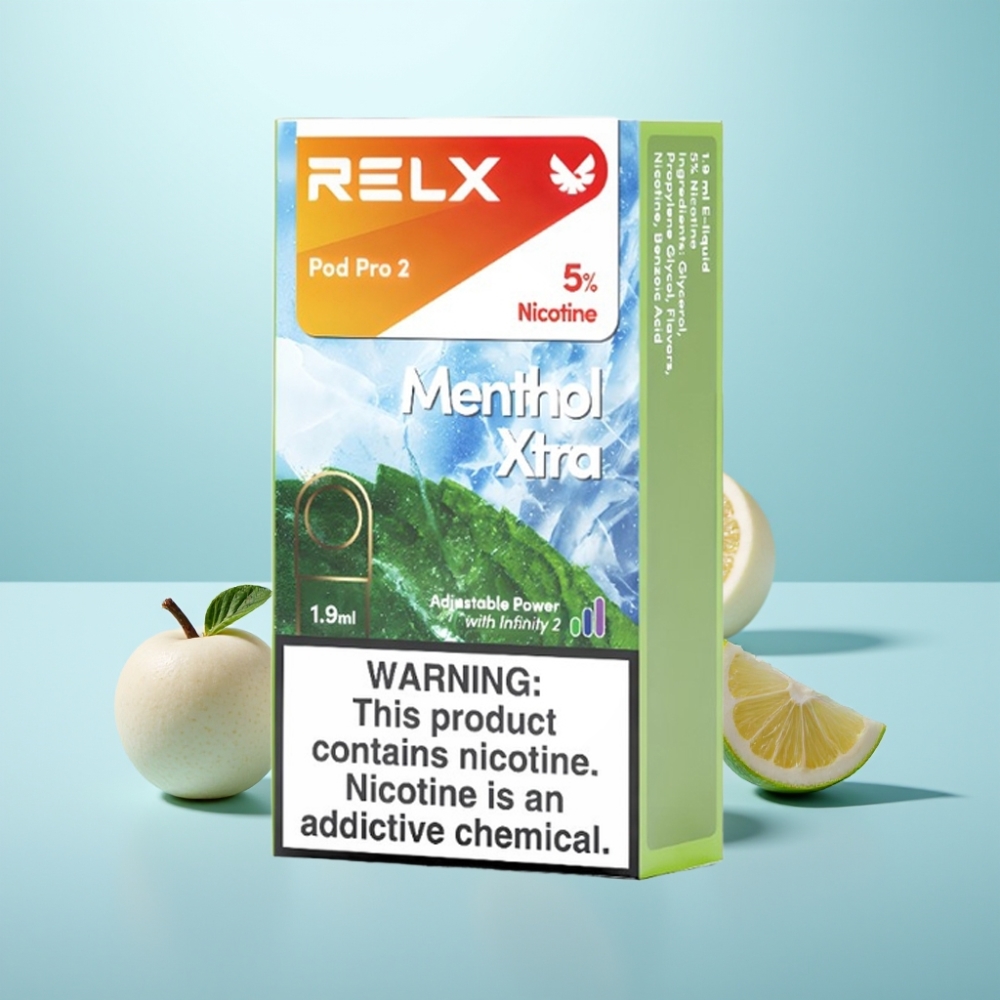 RELX Pod Pro 2 600 Puffs 5% ניקוטין מנתול אקסטרה 1.9ml 3 מצבי מתח
