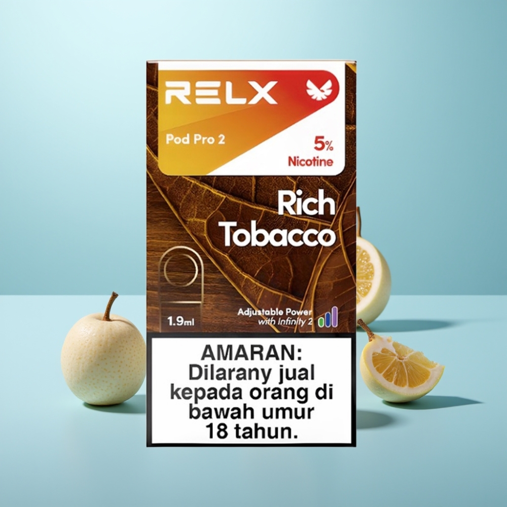 RELX Pod Pro 2 600 Puffs 5% נִיקוֹטִין 1.9ml Rich Tobacco טבק עשיר Voltage Modes