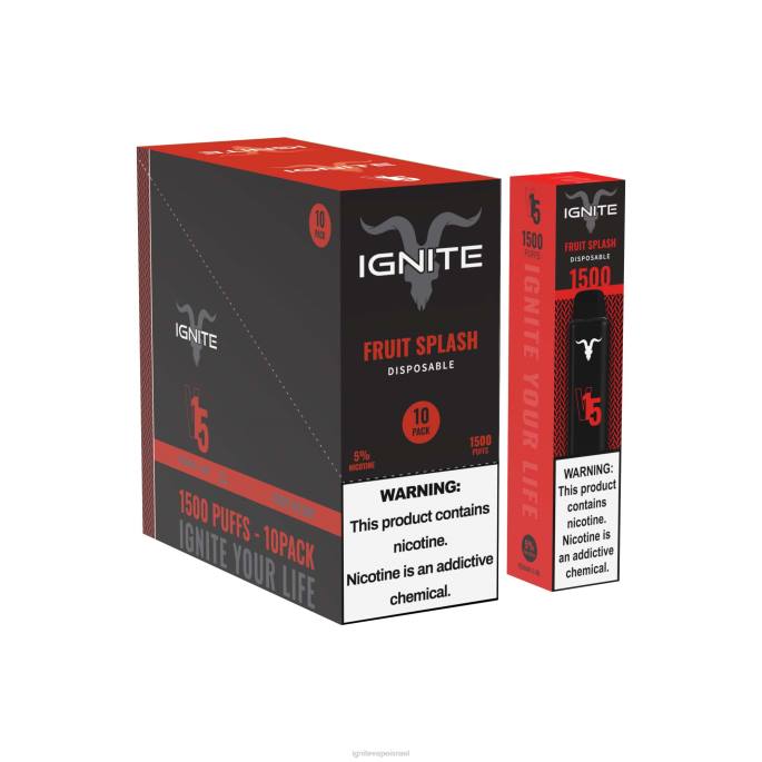 IGNITE V15 עט vape 10 חבילה - IGNITE Disposable Vape X4T8100 התזת פירות