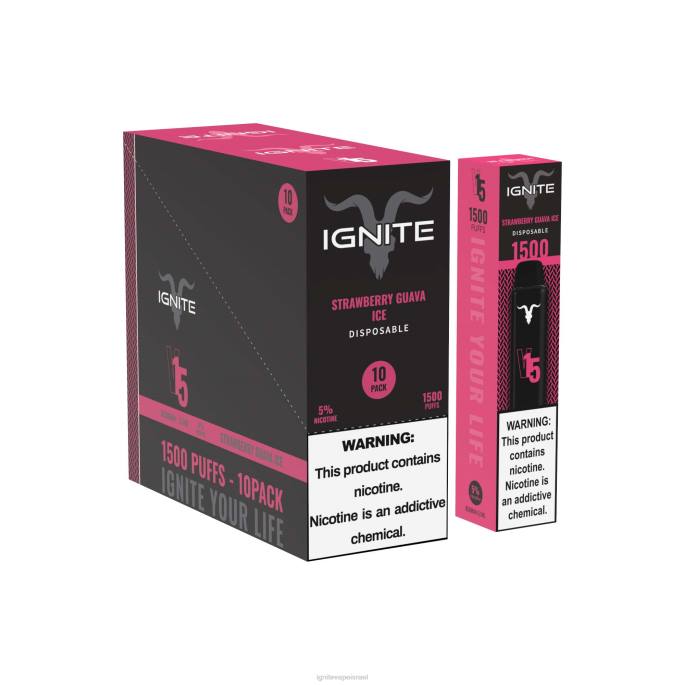 IGNITE V15 עט vape 10 חבילה - IGNITE Vape Shop X4T8105 קרח גויאבה תותים