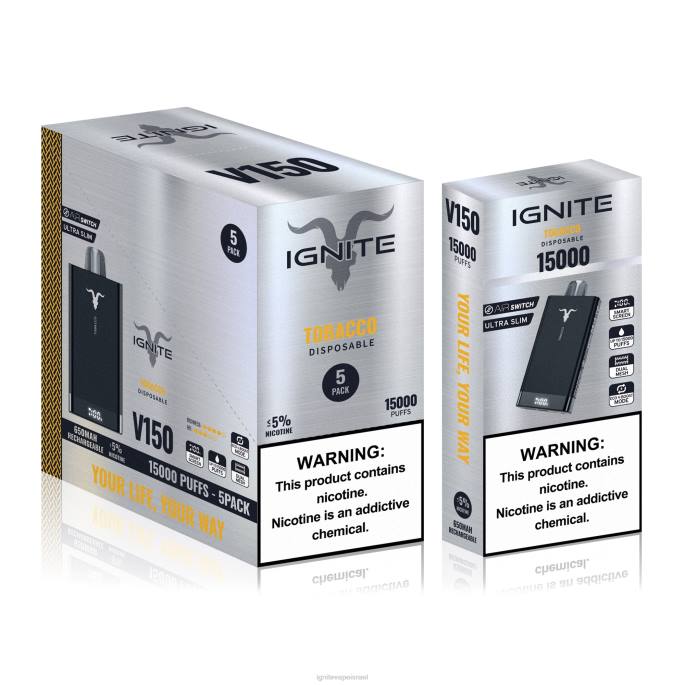 IGNITE V150 עט vape 5 חבילה - Best IGNITE Vape Flavor X4T89 טַבָּק