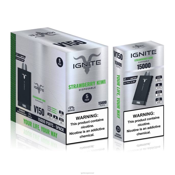 IGNITE V150 עט vape 5 חבילה - IGNITE Vape Jerusalem X4T892 קיווי תות