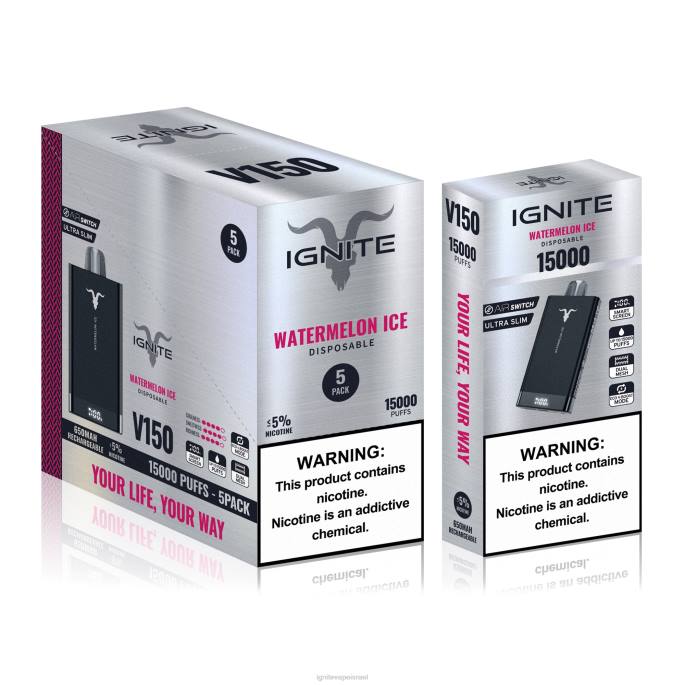 IGNITE V150 עט vape 5 חבילה - IGNITE Vape Price X4T894 קרח אבטיח