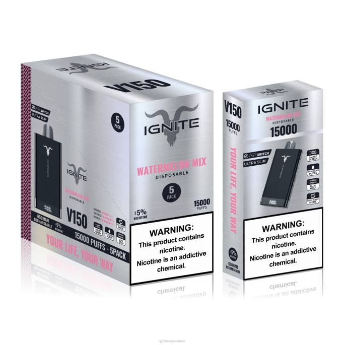 IGNITE V150 עט vape 5 חבילה - IGNITE Vape Shop X4T895 תערובת אבטיח