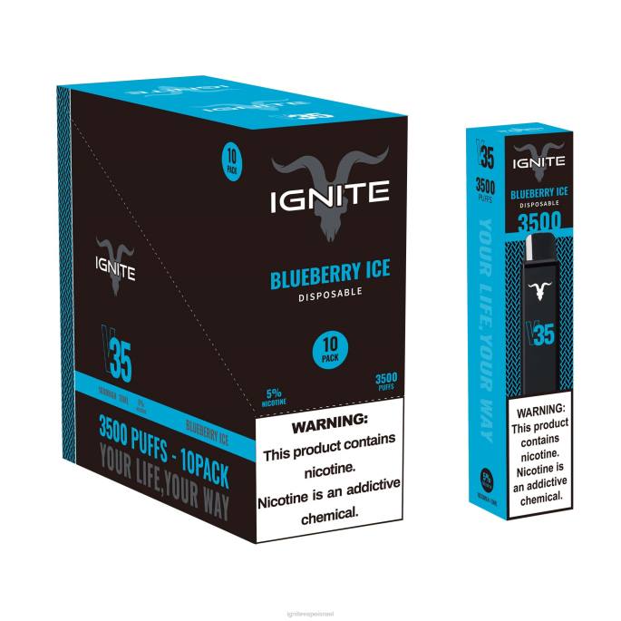 IGNITE V35 עט vape 10 חבילה - Best IGNITE Vape Flavor X4T8119 קרח אוכמניות