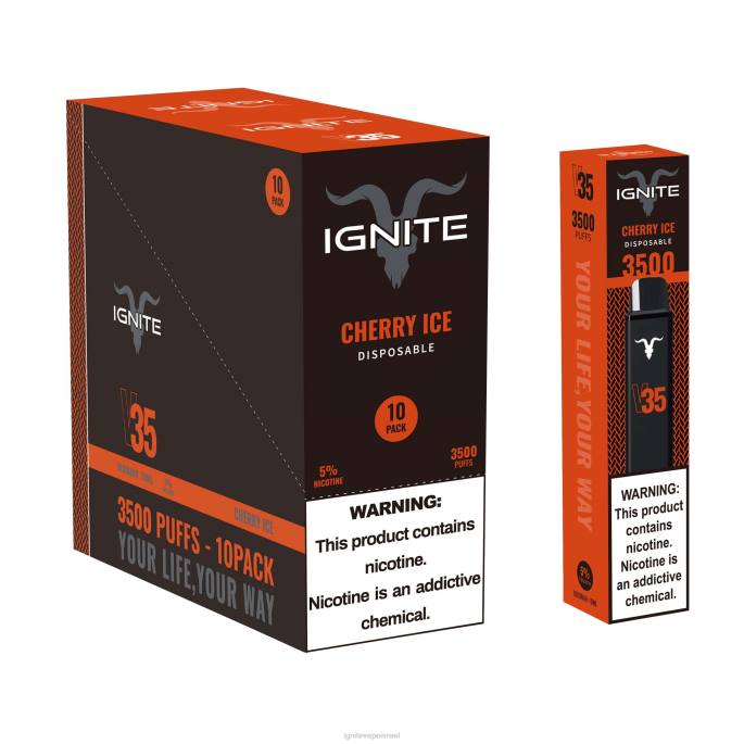 IGNITE V35 עט vape 10 חבילה - IGNITE Vape Israel X4T8121 קרח דובדבן