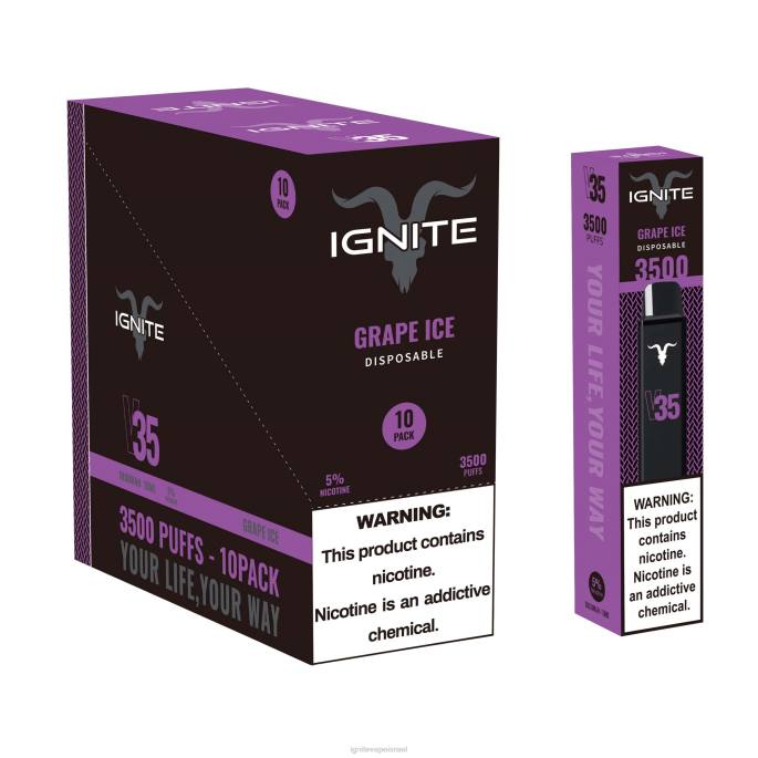 IGNITE V35 עט vape 10 חבילה - IGNITE Vape Jerusalem X4T8122 קרח ענבים