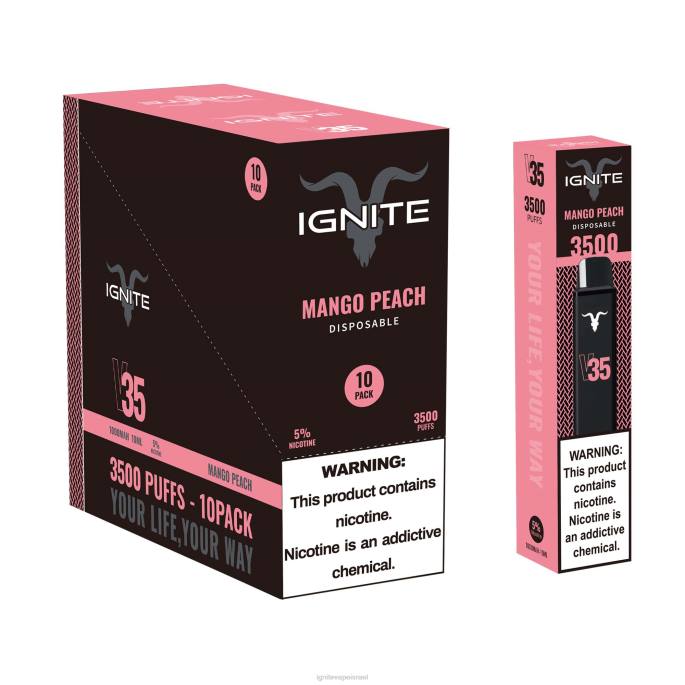 IGNITE V35 עט vape 10 חבילה - IGNITE Vape Price X4T8124 אפרסק מנגו
