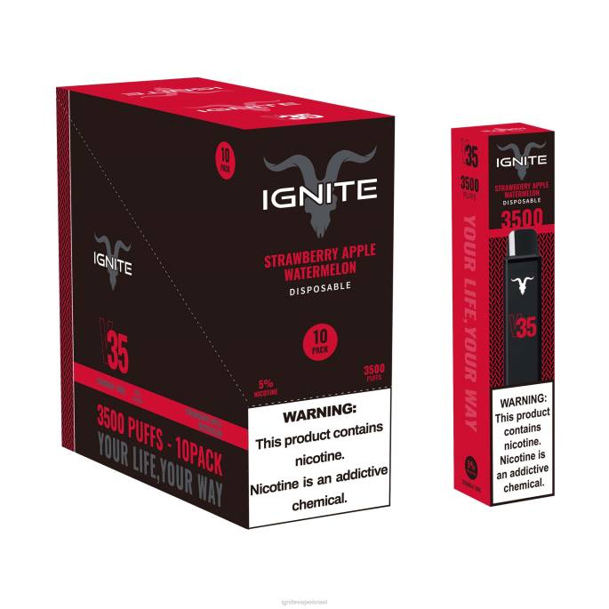IGNITE V35 עט vape 10 חבילה - IGNITE Vape Sales X4T8126 אבטיח תפוח תות